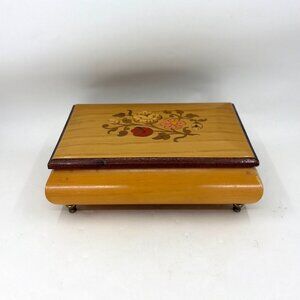Vtg Sorrentino Italy Lacquered Inlay Wood Music Box Velvet Lined Für Elise Sound